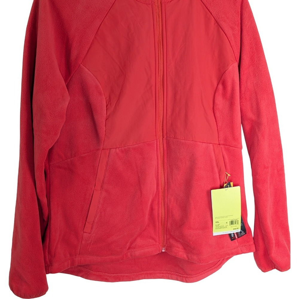 All in Motion Polartec Fleece Jacket Womens XXL Coral Red Full Zip Nylon Overlay - Picture 3 of 16